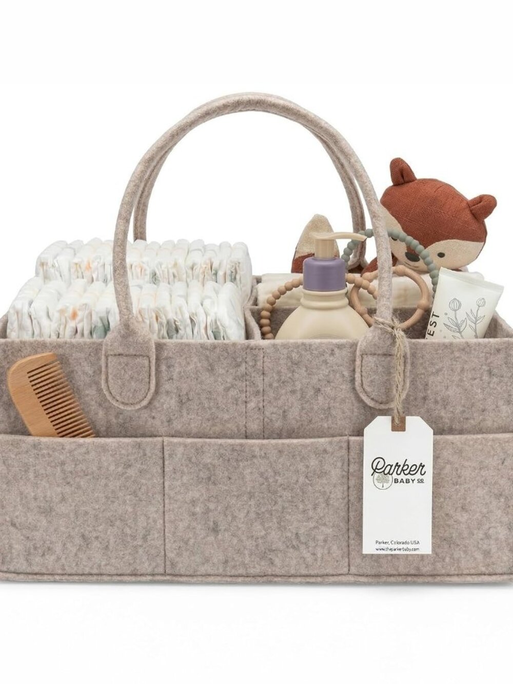 Felt Diaper Caddy Organizer - Large, Oatmeal